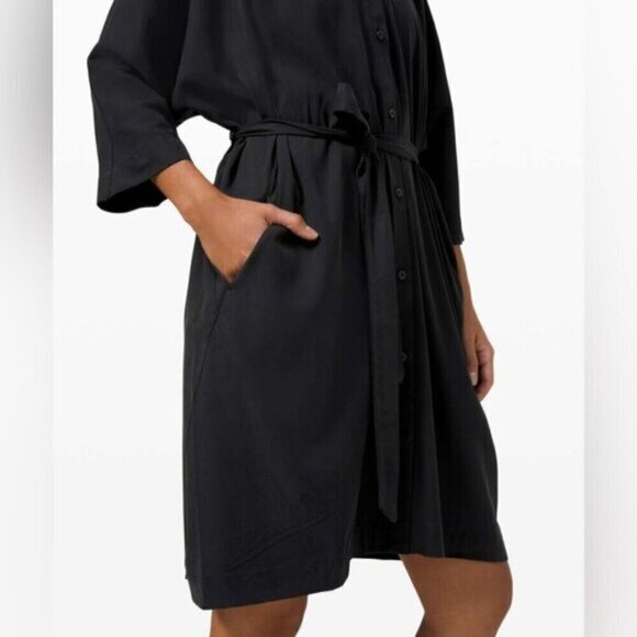 Lululemon Perfectly Poised Black Dress Size 12 Missing Belt - Picture 3 of 15